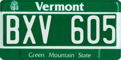 VT license plate BXV605