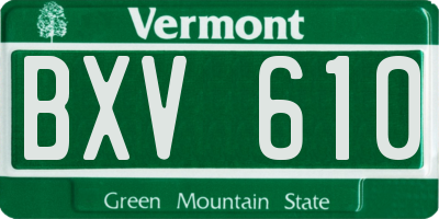 VT license plate BXV610