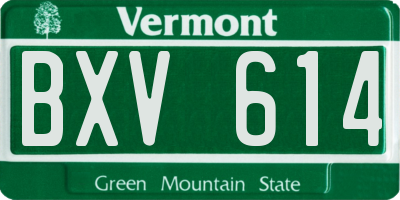 VT license plate BXV614