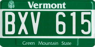 VT license plate BXV615