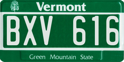 VT license plate BXV616