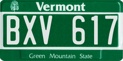 VT license plate BXV617