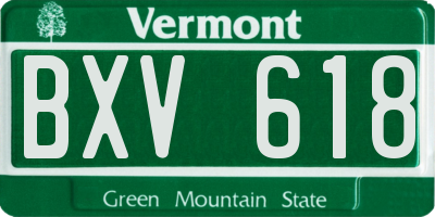 VT license plate BXV618
