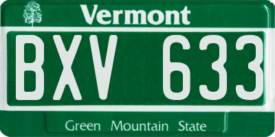 VT license plate BXV633