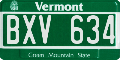 VT license plate BXV634