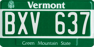 VT license plate BXV637