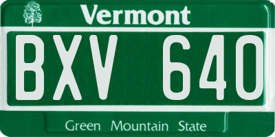 VT license plate BXV640