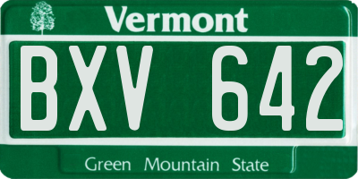 VT license plate BXV642