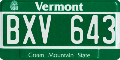 VT license plate BXV643