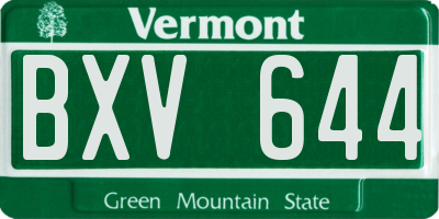VT license plate BXV644