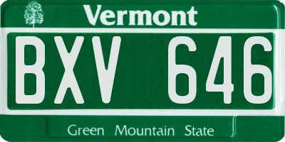 VT license plate BXV646