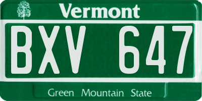 VT license plate BXV647