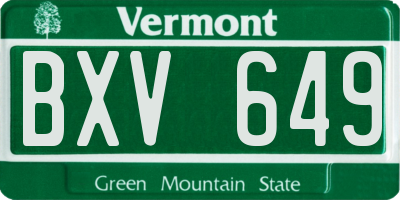 VT license plate BXV649