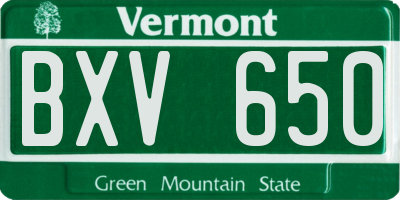 VT license plate BXV650