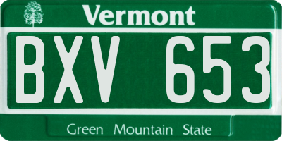 VT license plate BXV653