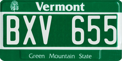 VT license plate BXV655