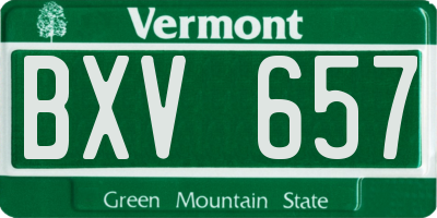 VT license plate BXV657