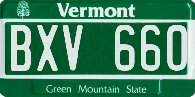 VT license plate BXV660