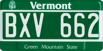 VT license plate BXV662