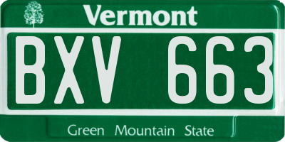VT license plate BXV663