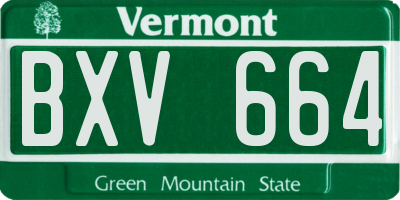 VT license plate BXV664