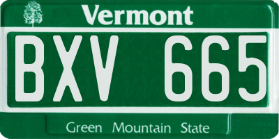 VT license plate BXV665