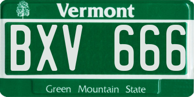 VT license plate BXV666