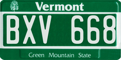 VT license plate BXV668