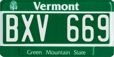VT license plate BXV669