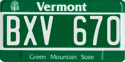 VT license plate BXV670