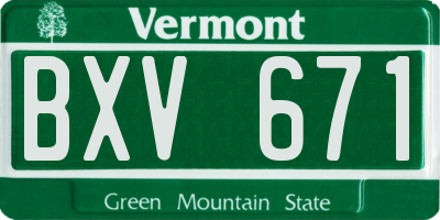 VT license plate BXV671