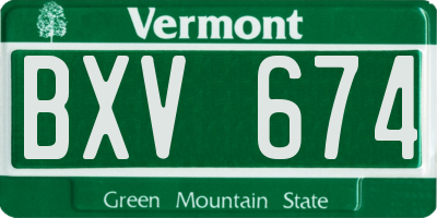 VT license plate BXV674