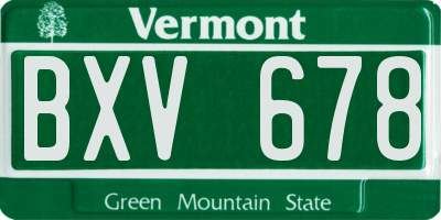 VT license plate BXV678