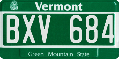 VT license plate BXV684