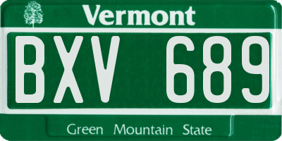 VT license plate BXV689