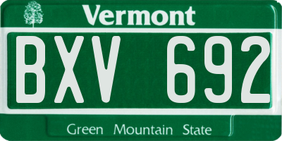 VT license plate BXV692