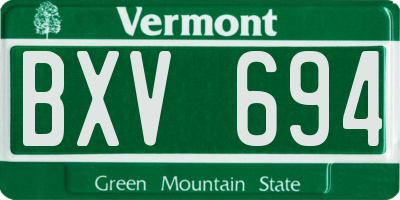 VT license plate BXV694