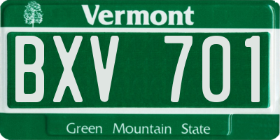 VT license plate BXV701