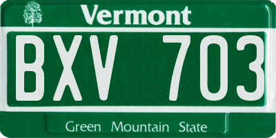 VT license plate BXV703