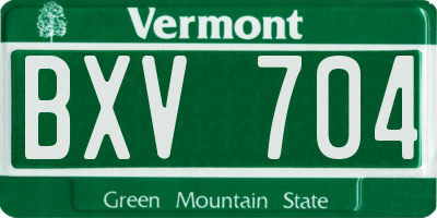 VT license plate BXV704