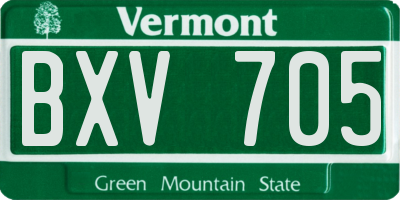 VT license plate BXV705