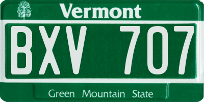 VT license plate BXV707