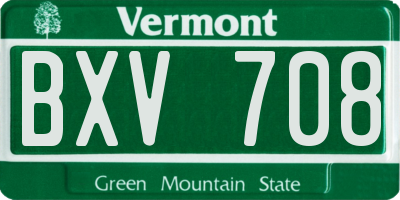 VT license plate BXV708