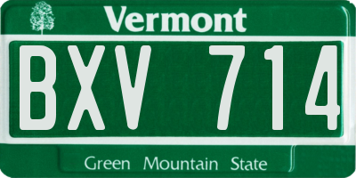 VT license plate BXV714