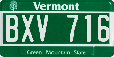 VT license plate BXV716