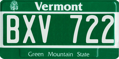 VT license plate BXV722