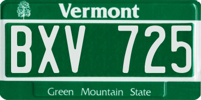 VT license plate BXV725