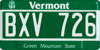 VT license plate BXV726