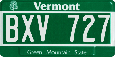 VT license plate BXV727