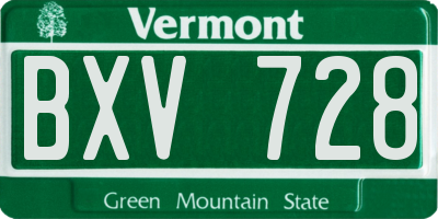 VT license plate BXV728